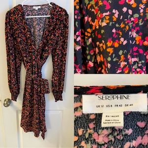Lovely print wrap midi maternity dress by seraphine